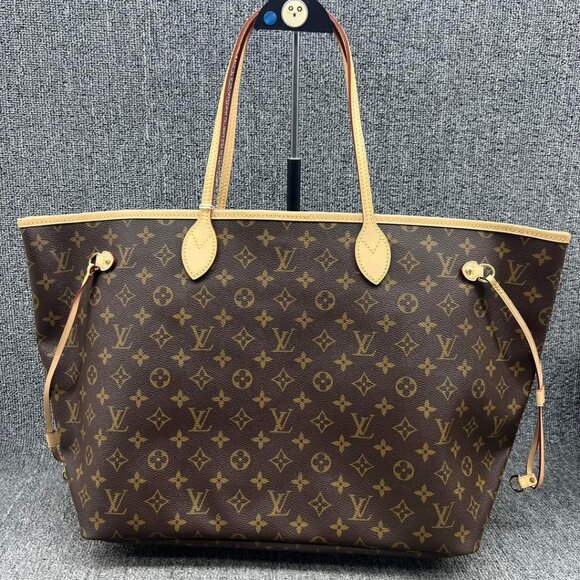 100% LOUIS VUITTON MONOGRAM NEVERFULL GM WITH POUCH TOTE BAG - Picture 2 of 16